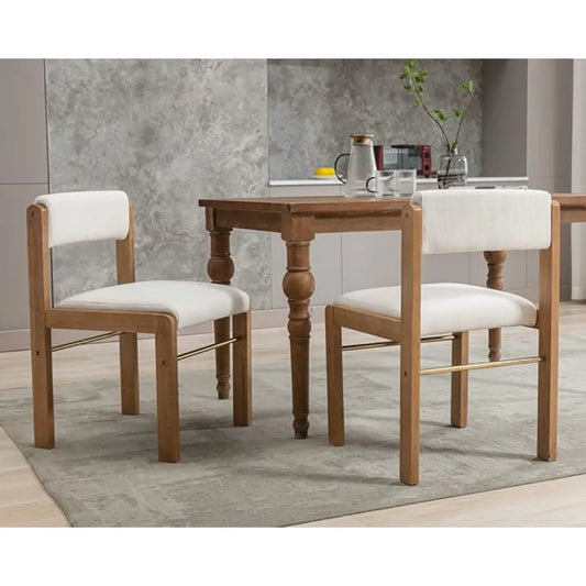 Mid Century Modern Dining Chairs Set of 2, Fabric Linen Kitchen Dining Room Chairs with Adjustable Back/Wood Frame/Upholstered