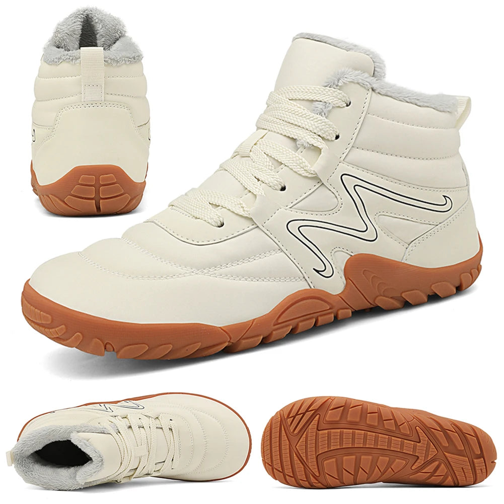 Winter Snow Boots Waterproof Cold-Proof Trekking Shoes Anti Slip Warm Lined Booties Minimalist Ankle Boots for Outdoor Travel