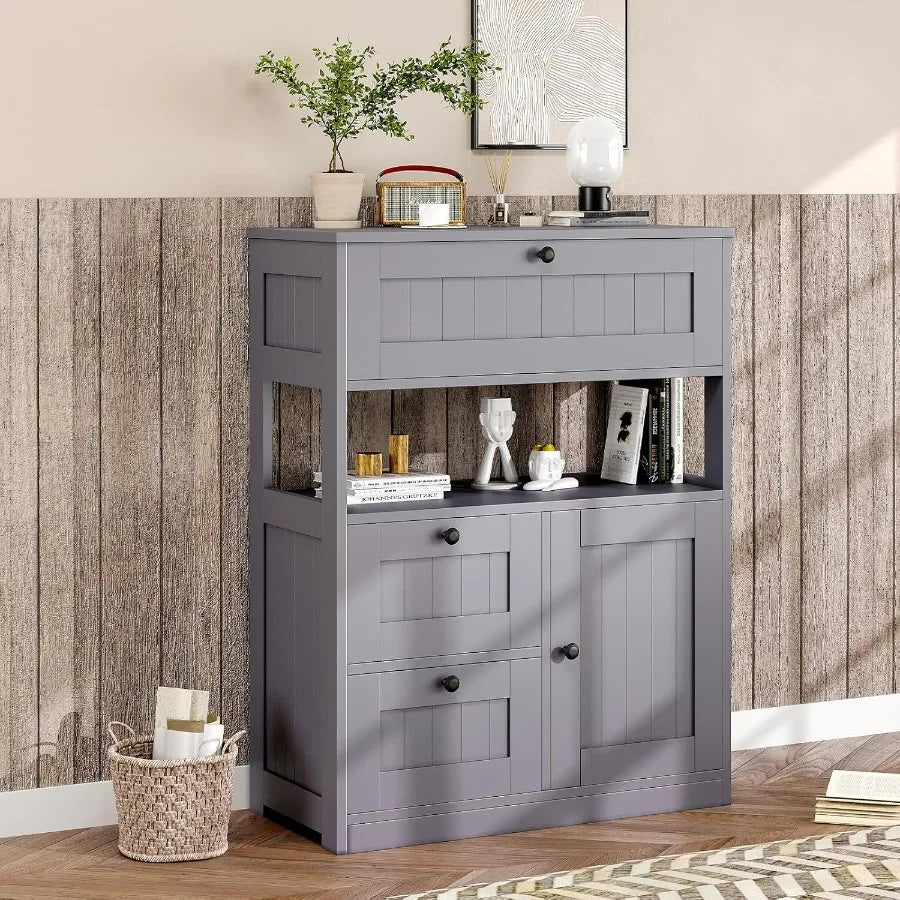 Modern freestanding bathroom cabinet with 1 door and 3 drawers for floor storage ideal for organizing kitchen or living room es