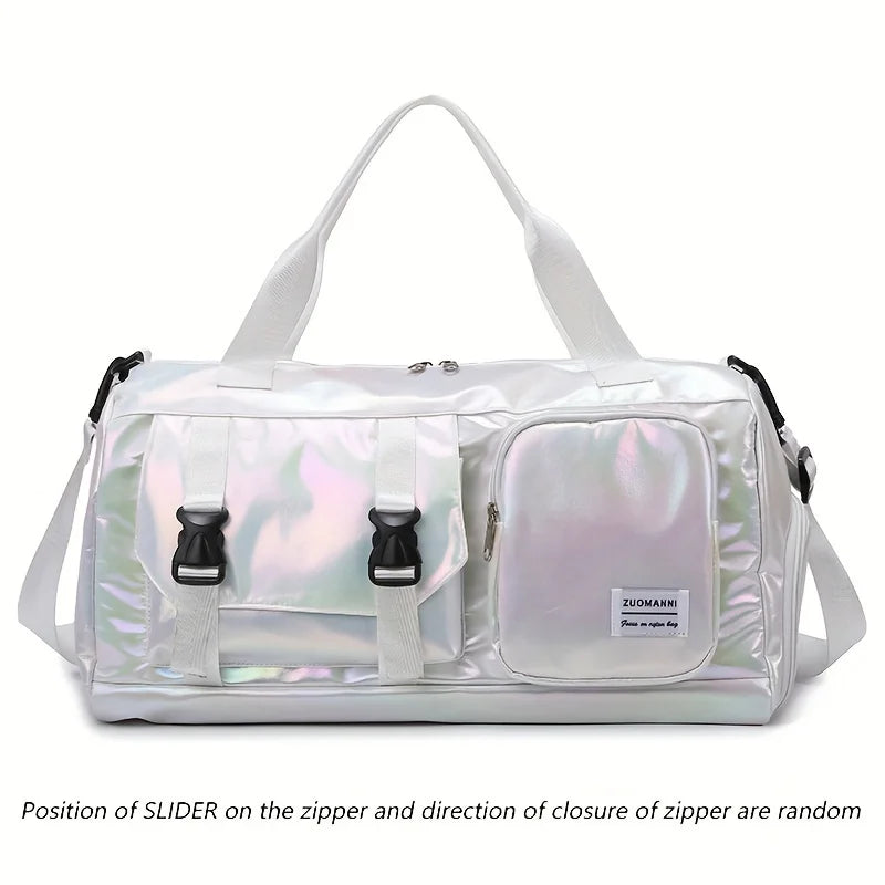 Large Capacity Women'S Nylon Travel Duffel Bag,Weekender Gym Tote with Shoe Compartment, Versatile Sports & Fitness Carry-On