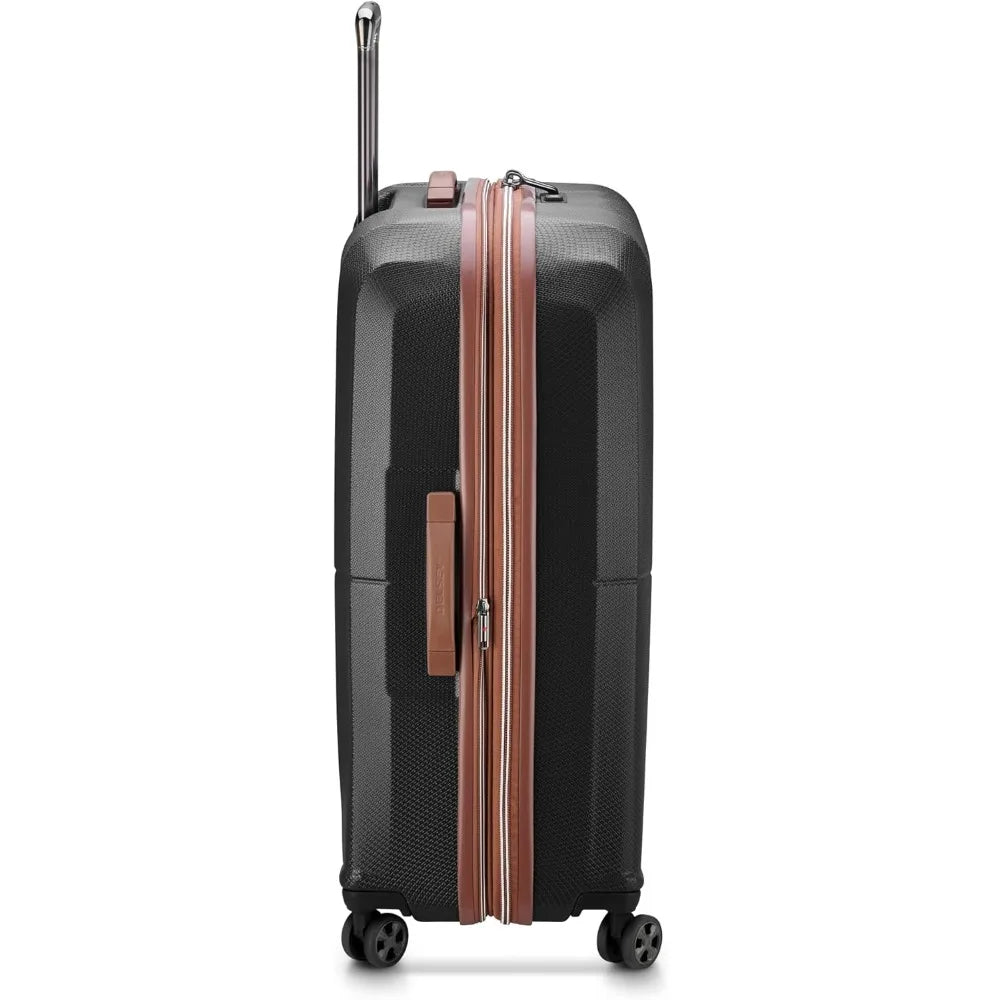 paris hardside expandable spinner luggage set, black, 3-piece (21/24/28)