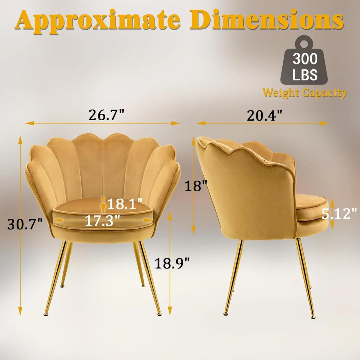2-Piece Velvet Accent Chairs for Living Room, Brown Metal-Leg Side Chairs