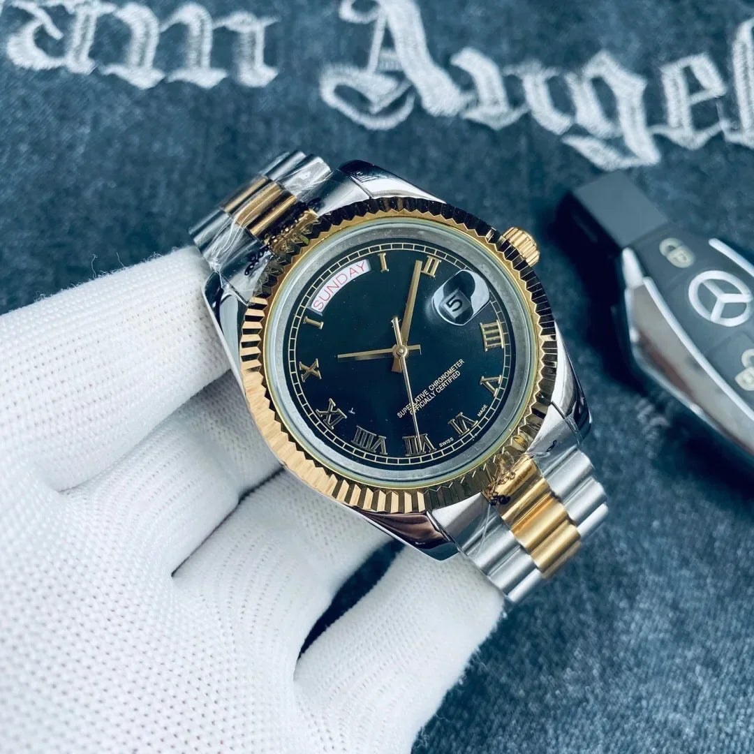 2025 New Luxury Rose Gold Men's Automatic Watch Mechanical Watch AR Sapphire Glass Date Watch Men's