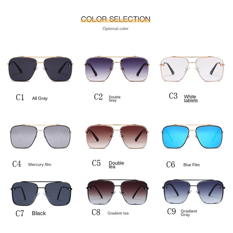 New Gradient Square Vintage Sunglasses For Men Women Luxury Sun Glasses Fashion Male Driving Fishing Eyewear UV400 Óculos De Sol