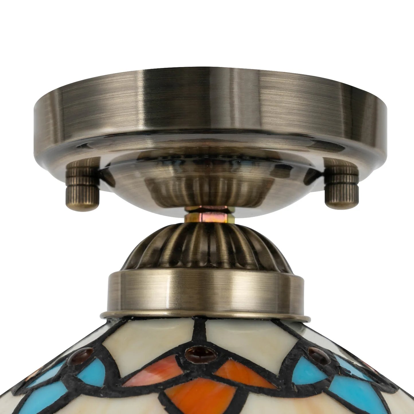 Ceiling Light E26 Baroque Stained Glass Semi Flush Mount Retro Style Lighting Lamp 3000-5000K