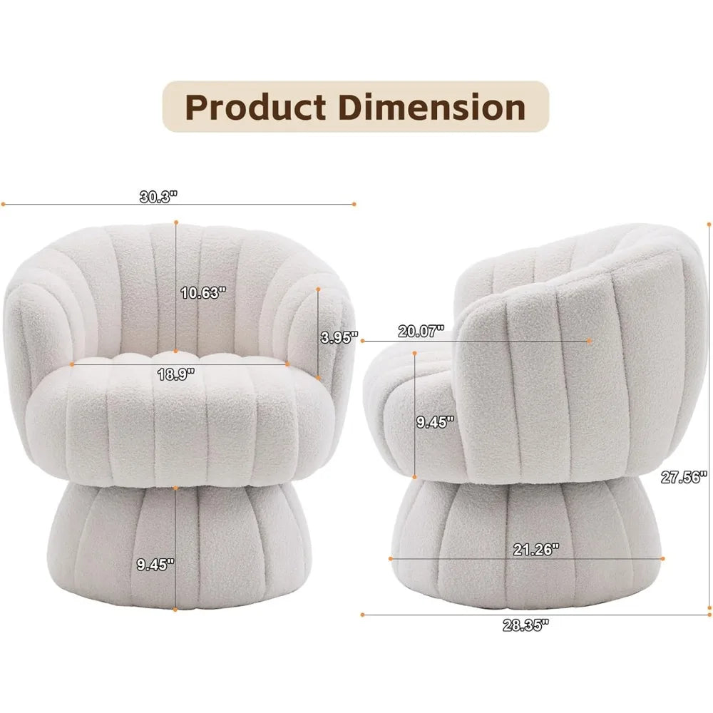 Vanity 360-Degree Swivel Accent Chair - Mid Century Modern Plush Round Makeup Chair, Relaxing Comfy Lounge Sofa Arm Chair, Idear