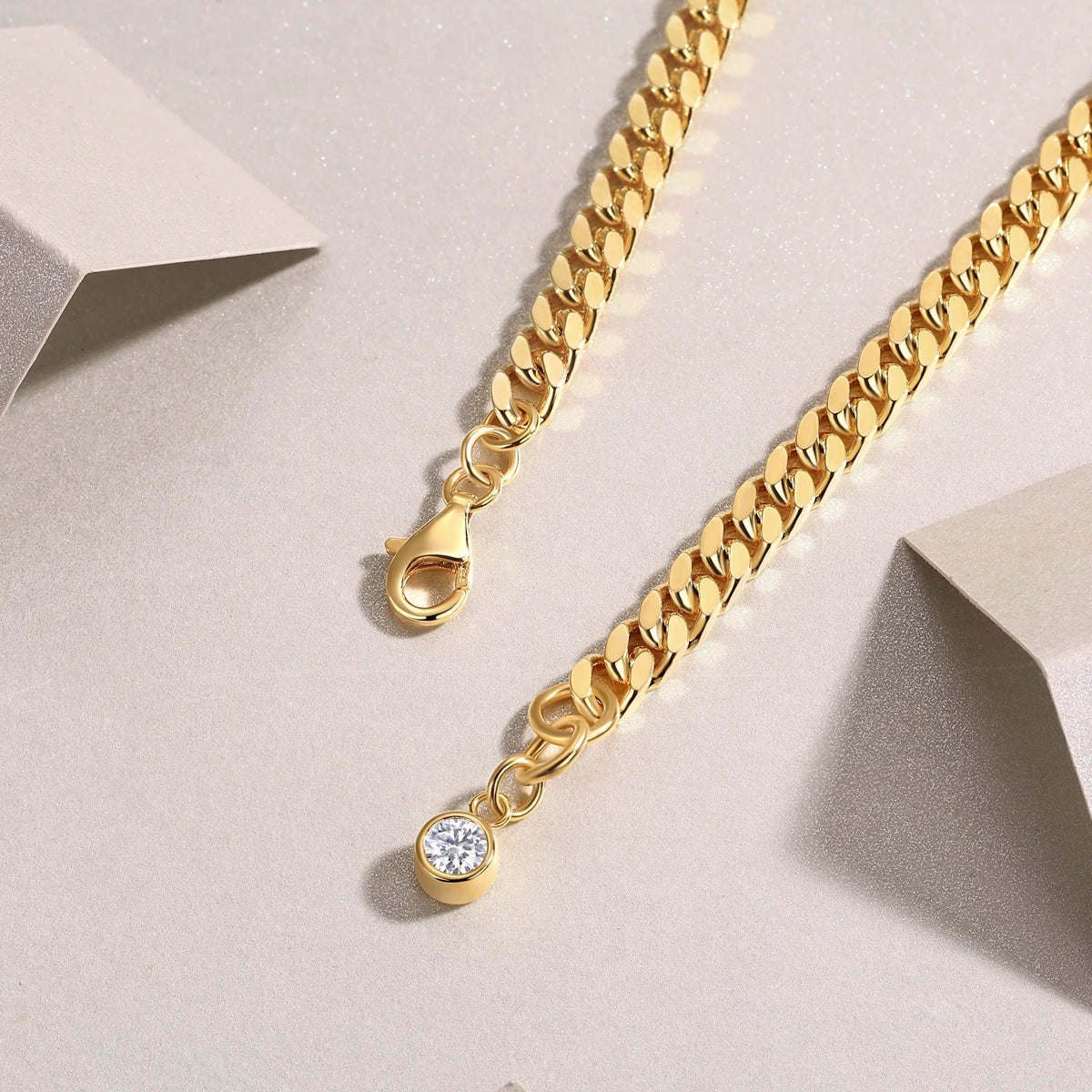 JIUZUAN 4mm Moissanite Bracelet for Women, S925 Silver, 18K Gold Plated, D-Color VVS1, Hypoallergenic Christmas Gift Jewelry