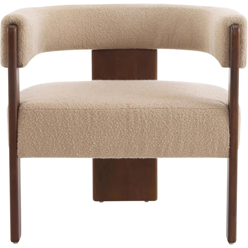 Christopher Knight Home Nettie Modern Accent Chair for Living Room, Boucle Fabric Single Lounge Sofa Chair with Wooden Frame, Co