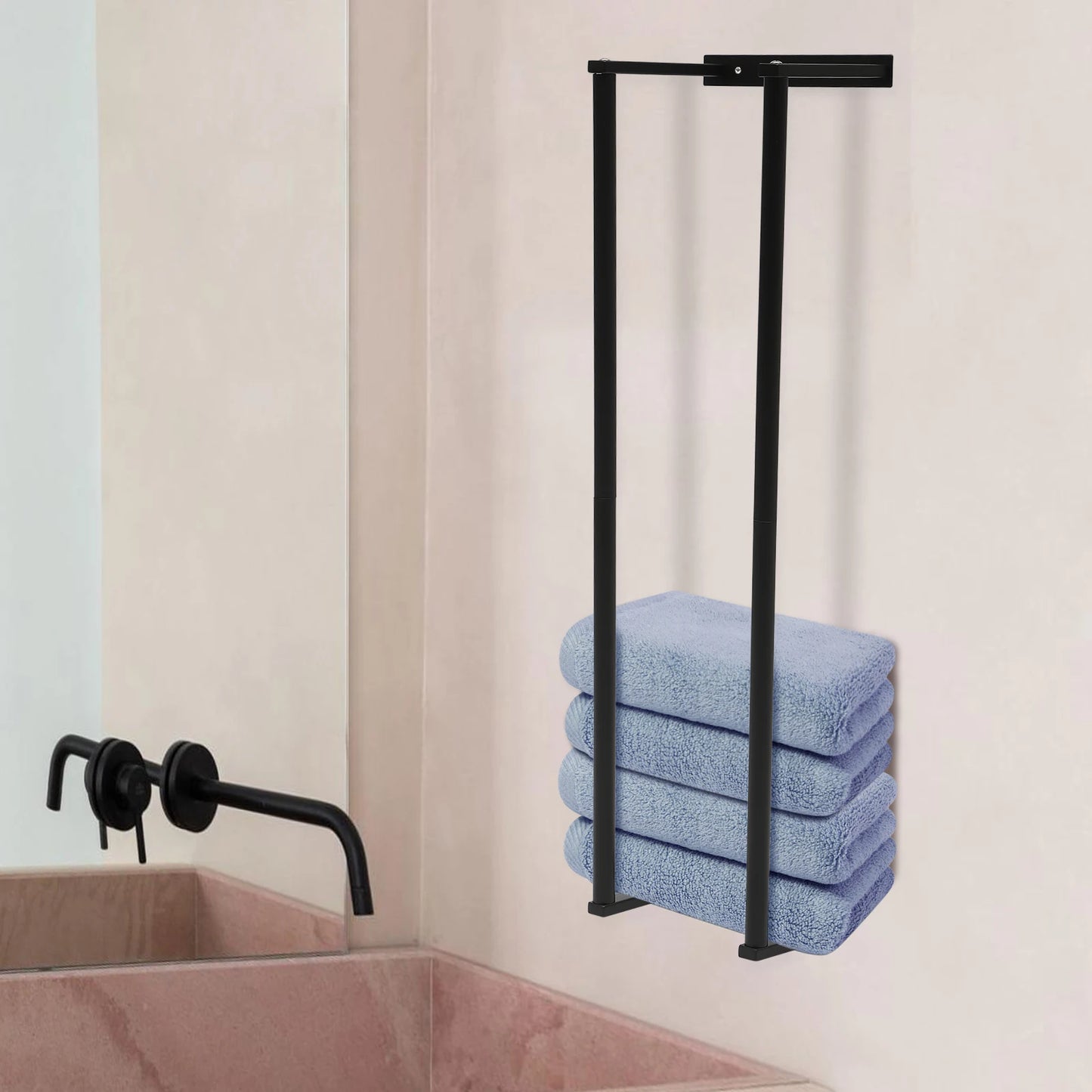 Towel Rack for Bathroom, Towel Storage Wall Mounted Bath Towel Holder for Folded Large Towel Washcloths, Bathroom Organize