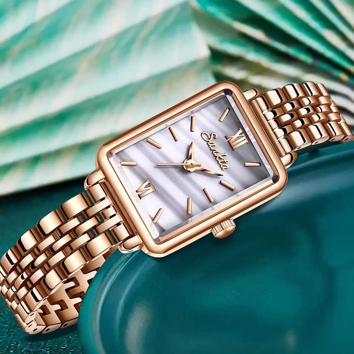 SUNKTA Fashion Ladies Watch Elegant Dress Womens Wristwatches Ceramic Bracelet Watches for Women Waterproof Clock Reloj Mujer