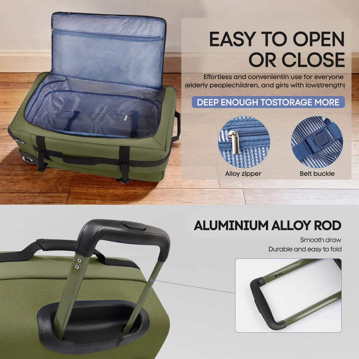 Luggage Sets 3 Piece Expandable Wheeled Bag Rolling Duffle Bag Waterproof Luggage Trolley Bags 20" 26" 30" Carry on Luggage