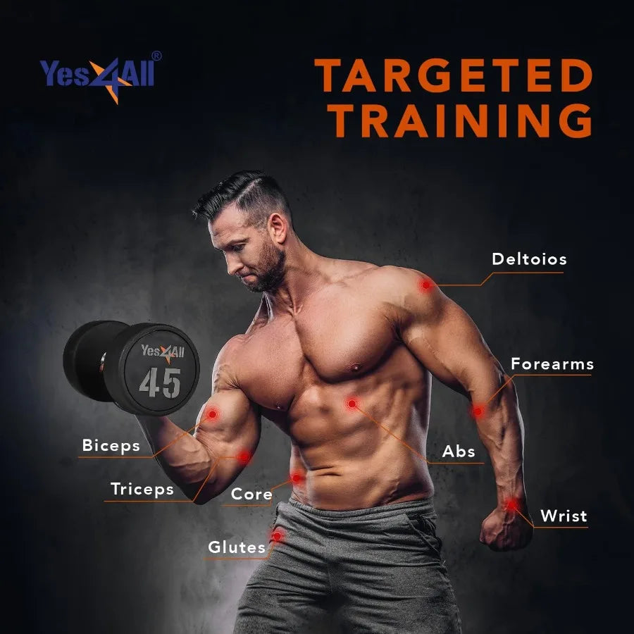 Yes4All Urethane Dumbbell with AntiSlip Knurled Handle 550 LB for Muscle Building and Strength Training Ideal for Home Gyms Fit