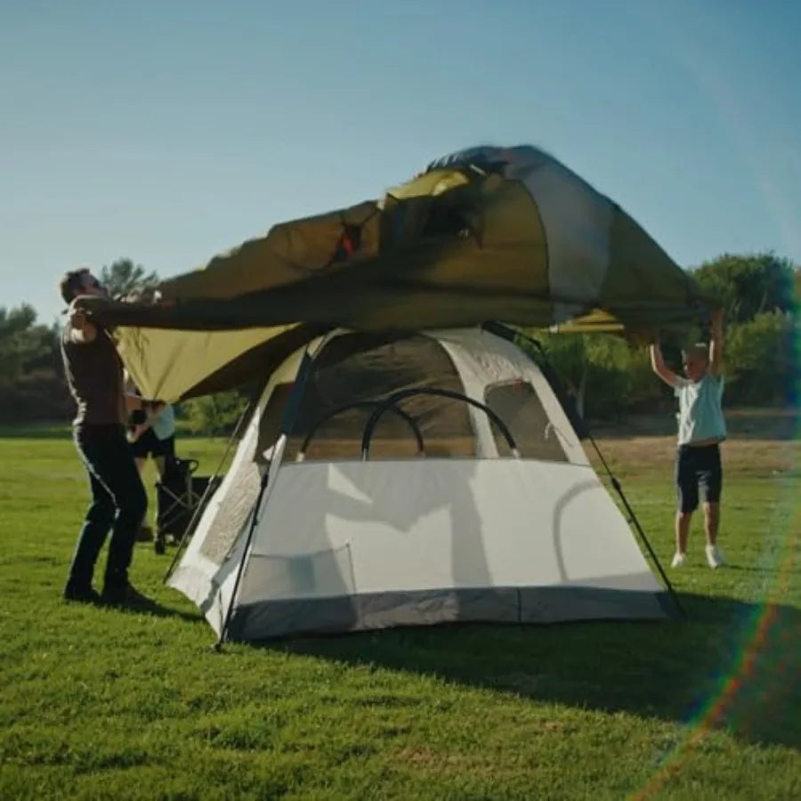 Cabin Tent with Vestibule for Outdoor Camping: 3-Person Pop-Up Design with Double Layers Easy and Quick Setup Enhanced Waterpro