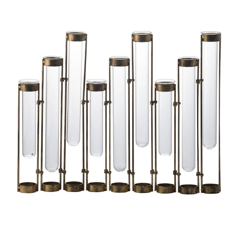 Glass Test Tube Vases Set with Gold Rim Decorative Flower Holders for Home Living Room Table Centerpiece Wedding Party Decor