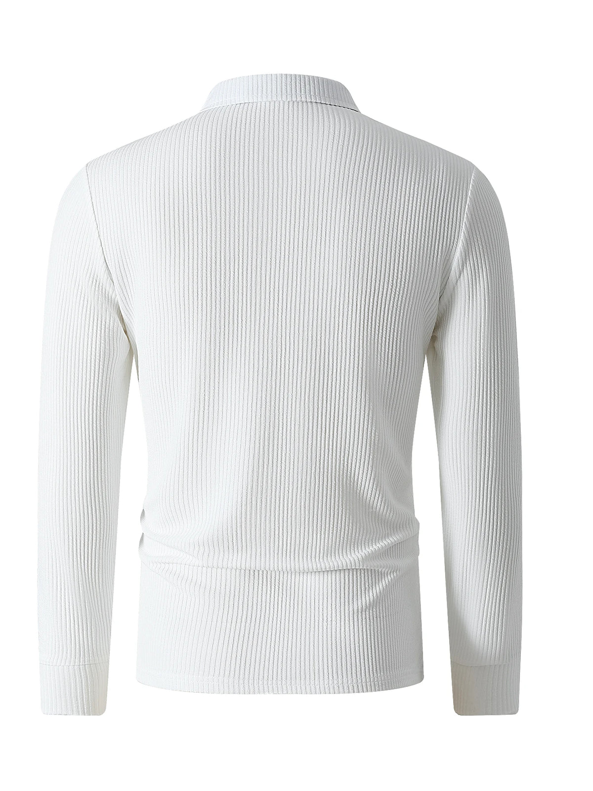 Men's Classic Long-Sleeved Polo Shirt Casual Lapel Button-Up T-shirt Soft Comfortable New Autumn Top with Elastic Pit Strip