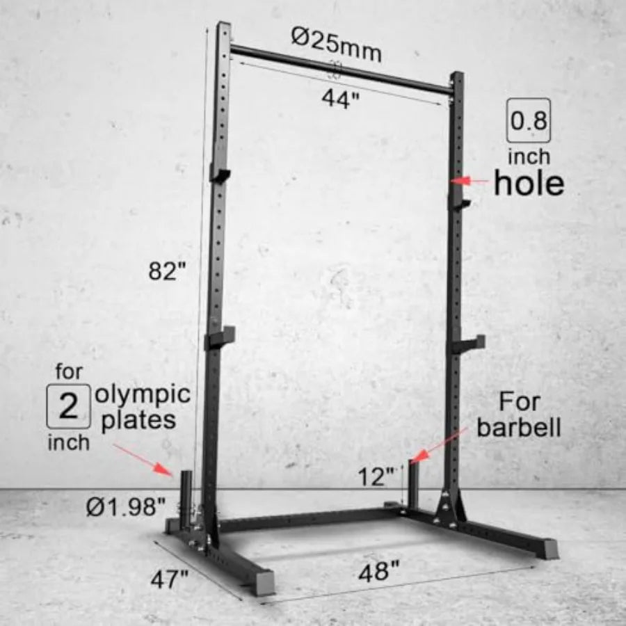 Squat Rack Power Rack for Home Gym Use in Weightlifting Bodybuilding and Strength Training with 800lb Weight Capacity for Safe