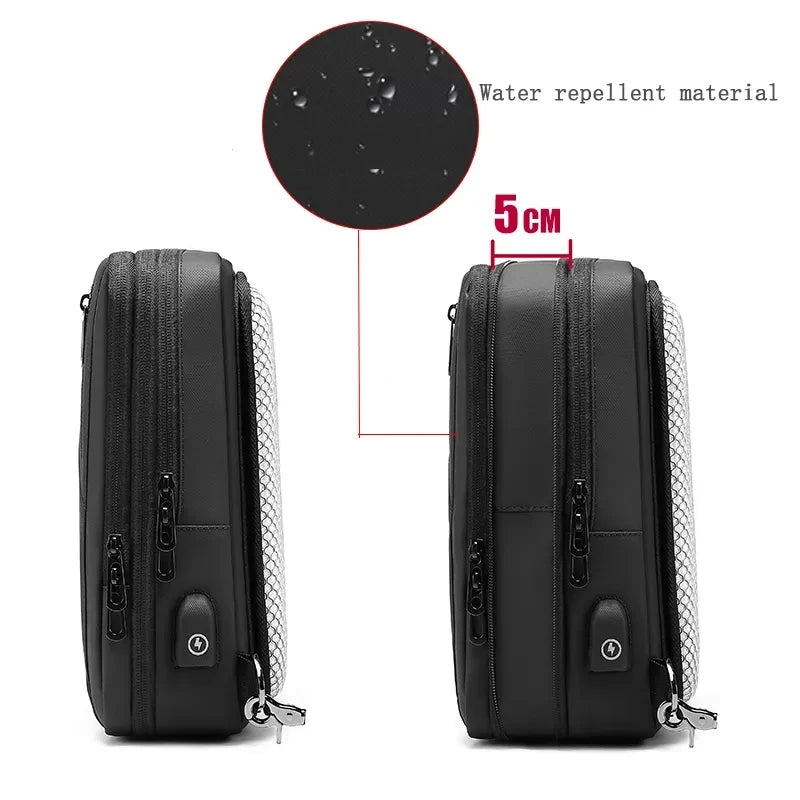 EURCOOL Crossbody Bag Men USB Charging Chest Pack Travel Water Repellent Hand Casual Shoulder Bag Male Purses сумки на плечо