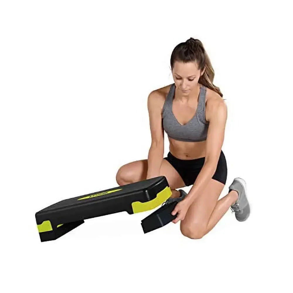 Multi-Function Aerobic Stepper Platform, Adjustable Height for Home Gym Full Body Cardio Workouts, Black & White