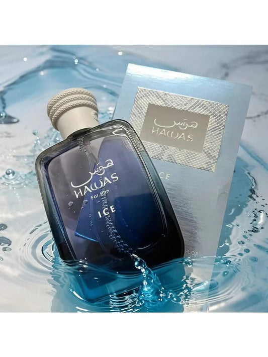 Hawaze Ice for Him Eau De Parfum Spray 100ml (3.4oz) |   Long-Lasting Cologne |   Fresh & Masculine Fragrance