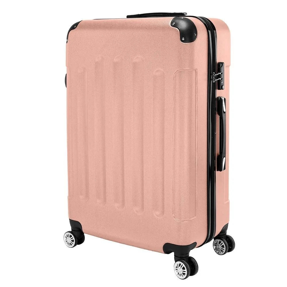 3 Piece Hardshell 20" 24" 28" Suitcase Set with Spinner Wheels Luggage Rose Gold