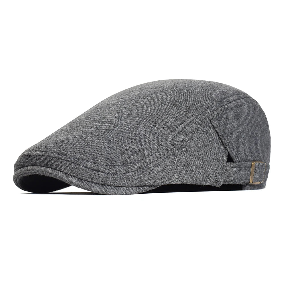 Cotton Adjustable Newsboy Caps Men Woman Casual Beret Flat Ivy Cap Soft Solid Color Driving Cabbie Hat Unisex Black Gray Hats