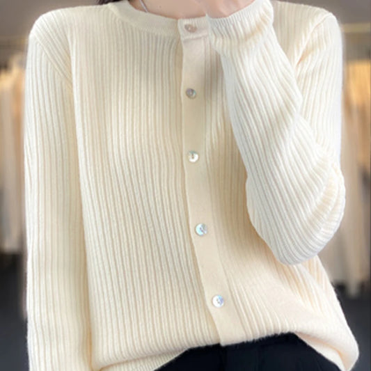 Autumn/Winter Knitted Cardigan Women's Casual Button-Up Long Sleeve Sweater Fashion Cardigan Simple Sweater-DR-2615