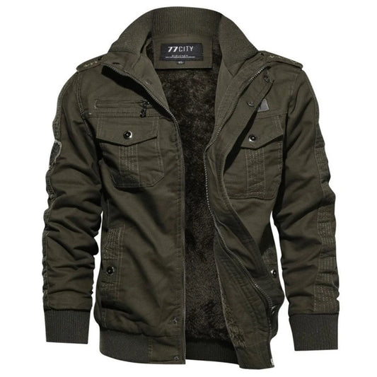 Men's Tactical Jacket Autumn Winter Fleece Tactical Jackets Men Casual Multiple Pockets Windproof Outdoor Workwear Coat