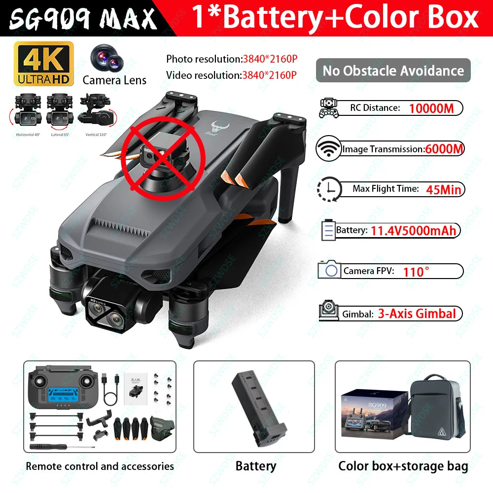 SJRC SG909 MAX Drone 4K Camera 3-Axis Gimbal WIFI Obstacle Avoidance Touch Screen FPV Brushless EIS SG909 RC Quadcopter Toy