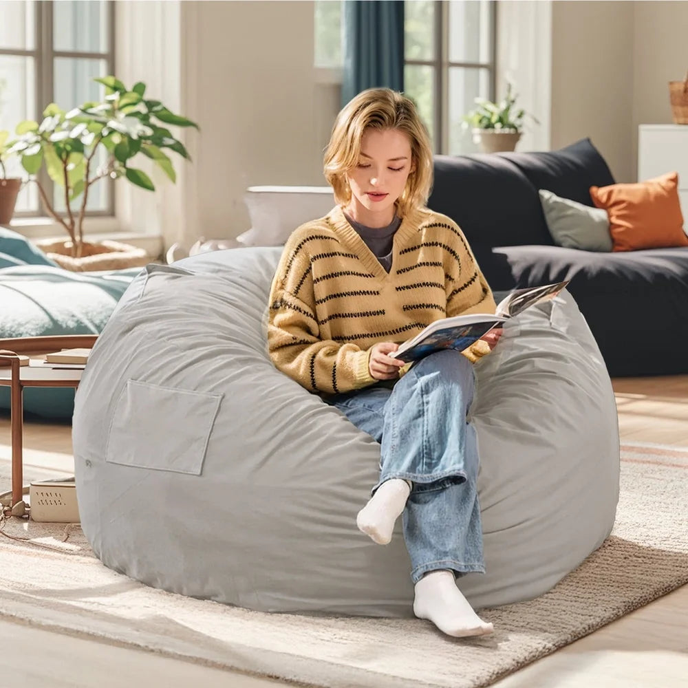 Oversized 3FT Bean Bag Chair with Soft Removable Cover Foam Filled Comfortable Sofa Living Room Bedroom Dorm Gaming Relaxing