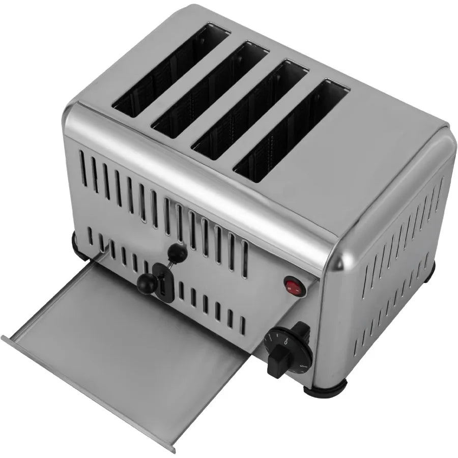 4-Slice Toaster with Wide Slots for Restaurant and Home Use 1650W Stainless Steel Smart Countertop Pop-Up Bread Baking Machine