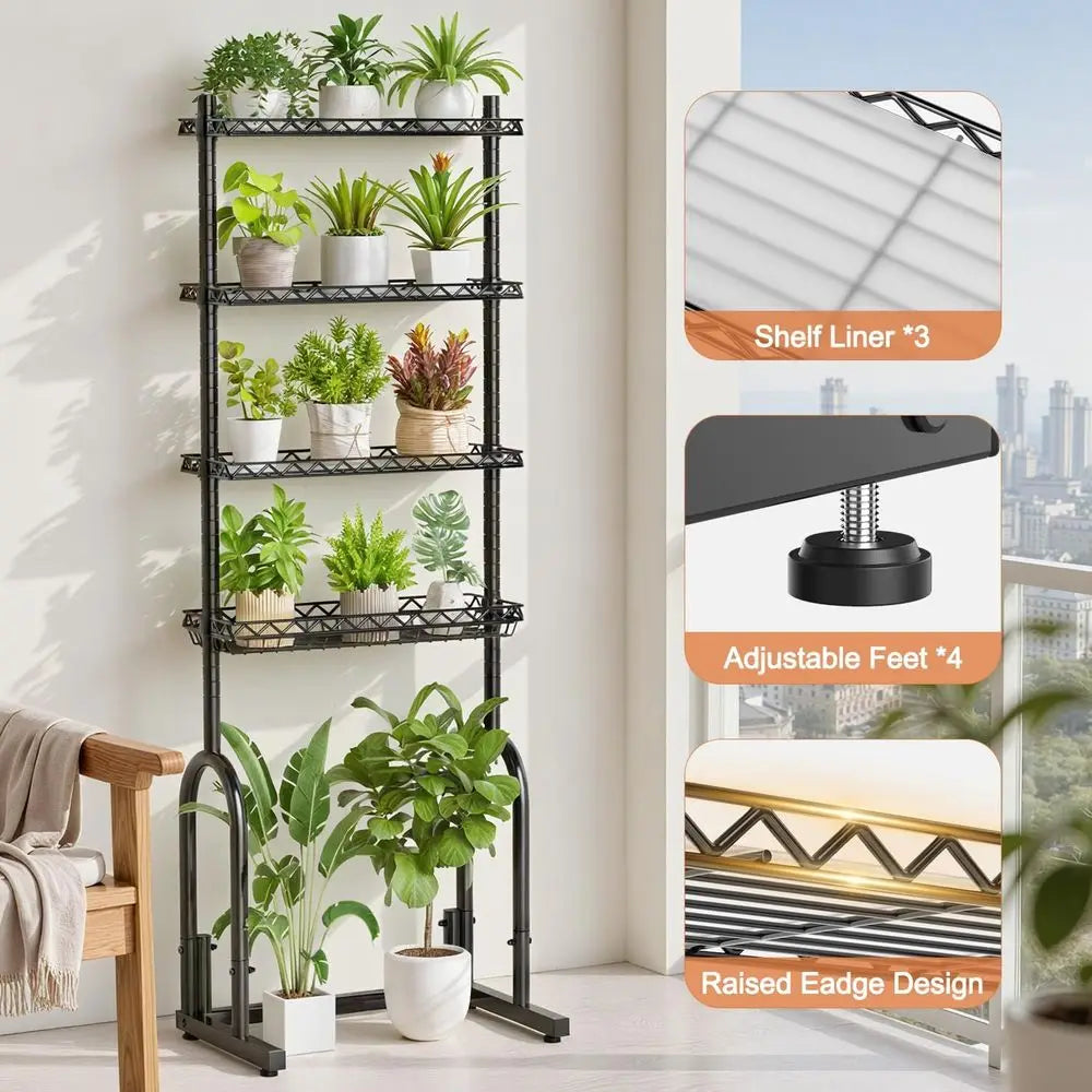 Space-Saving 4-Tier Metal Over-the-Toilet Storage Rack with Adjustable Shelves for Small Bathrooms, Black