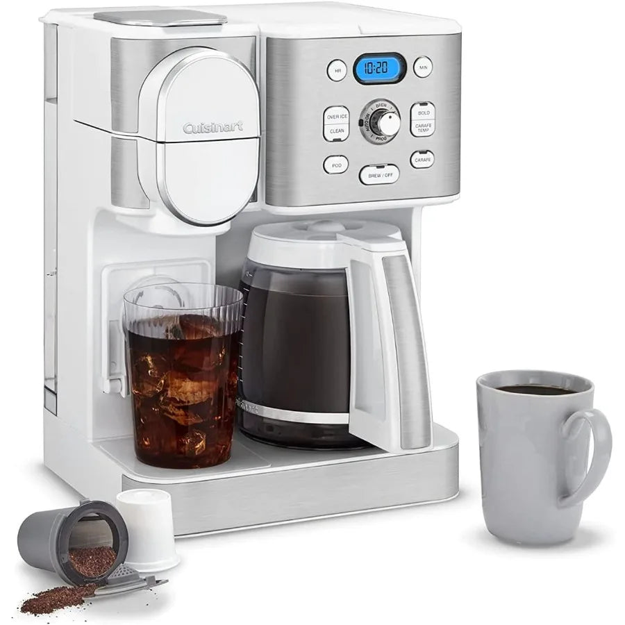 12-Cup Coffee Maker with Single-Serve Brewing Function Glass Carafe for Automatic Hot and Iced Coffee Adjustable Brew Strength