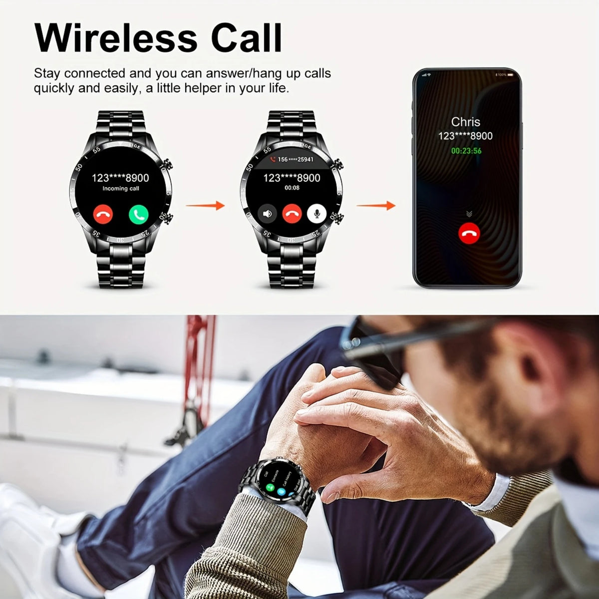 Fashion Smart Watch Full Touch Screen Answer And Reject Incoming Smart Watches Music Control Shake To Take Photo Music Control S