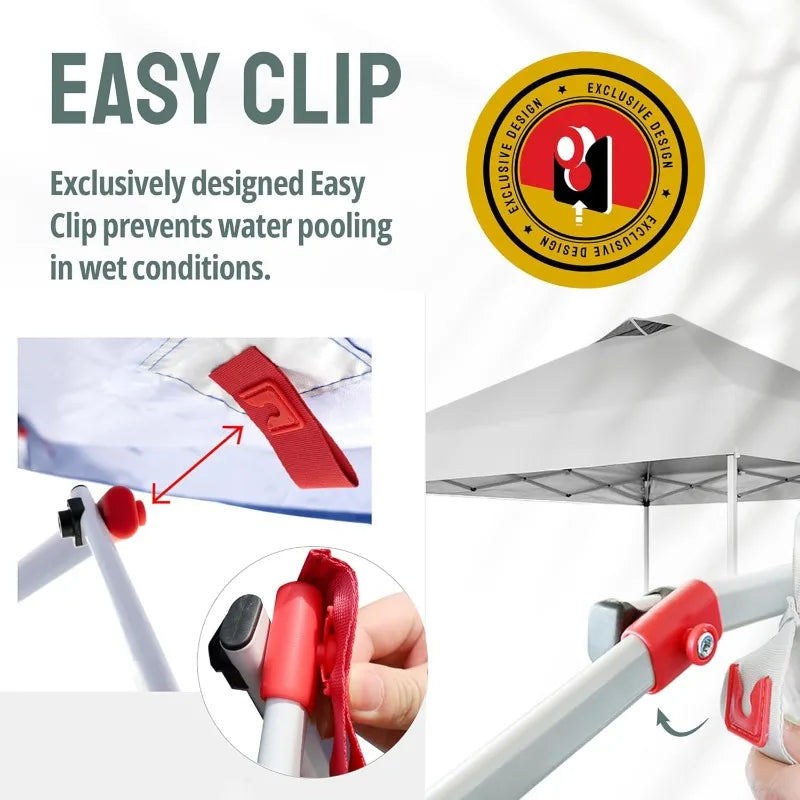 CROWN SHADES 10x10 Pop Up Canopy with 1 Side Wall - Beach Tent with One Push Setup - Gazebo with STO-N-Go Cover Bag (Sky Blue)