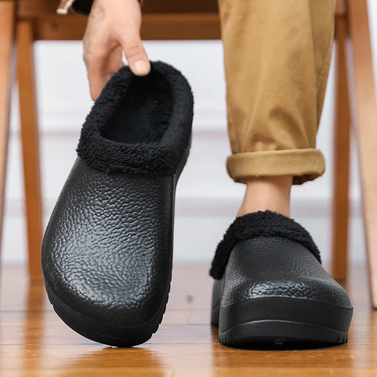 Winter Hot Item with Plush Warm Cotton Shoes Oil Proof Cotton Slippers Indoor and Outdoor Universal Men's Shoes Anti Slip Sole