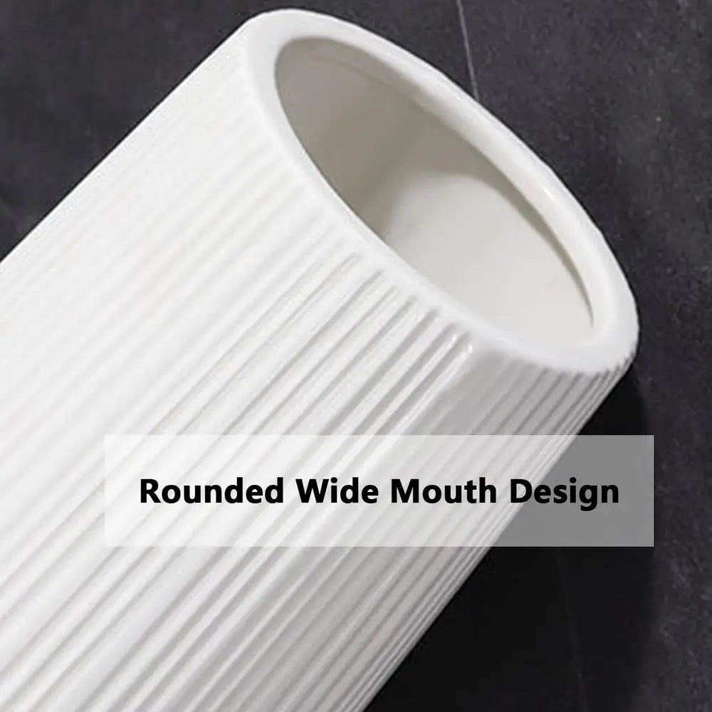 Large White Ceramic Floor Vase, 24 Tall Decorative Vase for Modern Living Room, Home Office, Bedroom, Farmhouse Style, Glossy Fi