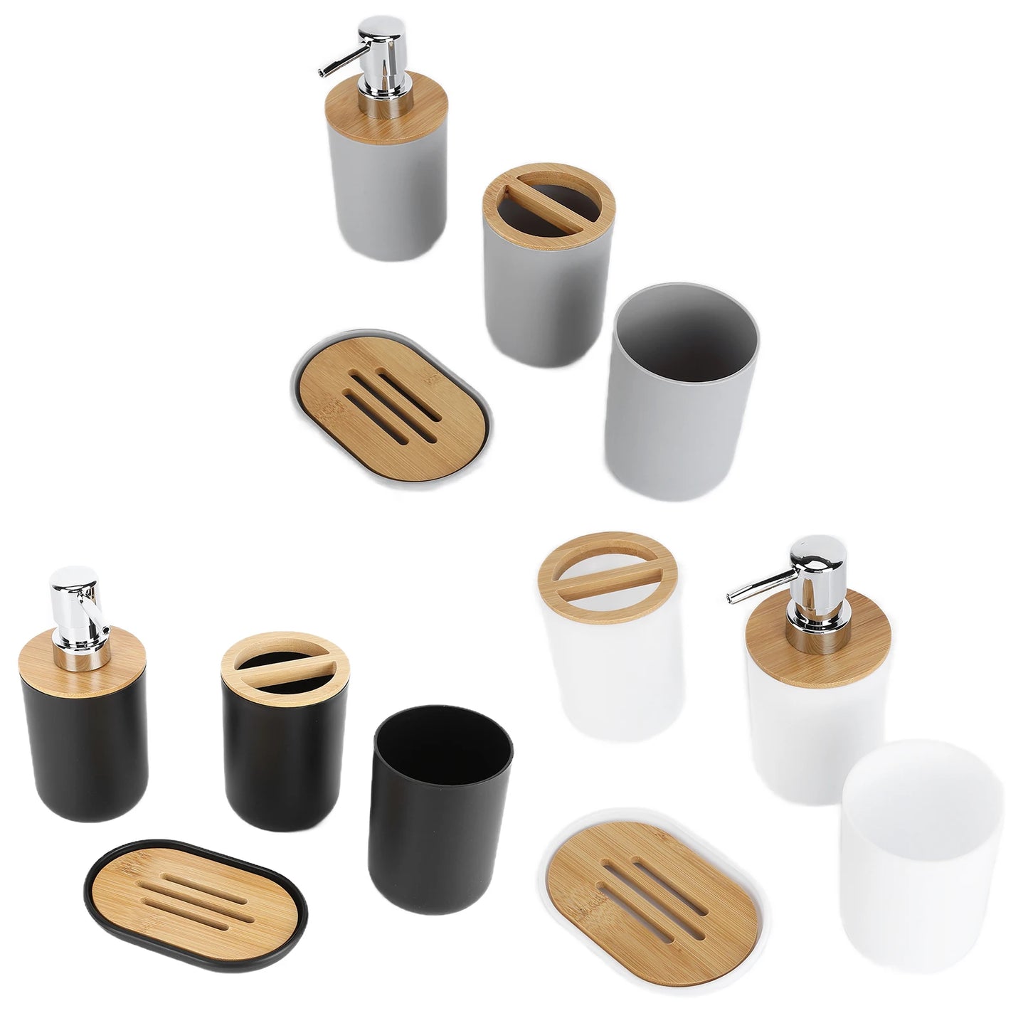 4Pcs Bathroom Accessory Set Bamboo Waterproof  Gift Toothbrush Cup Soap Box for Home Hotel