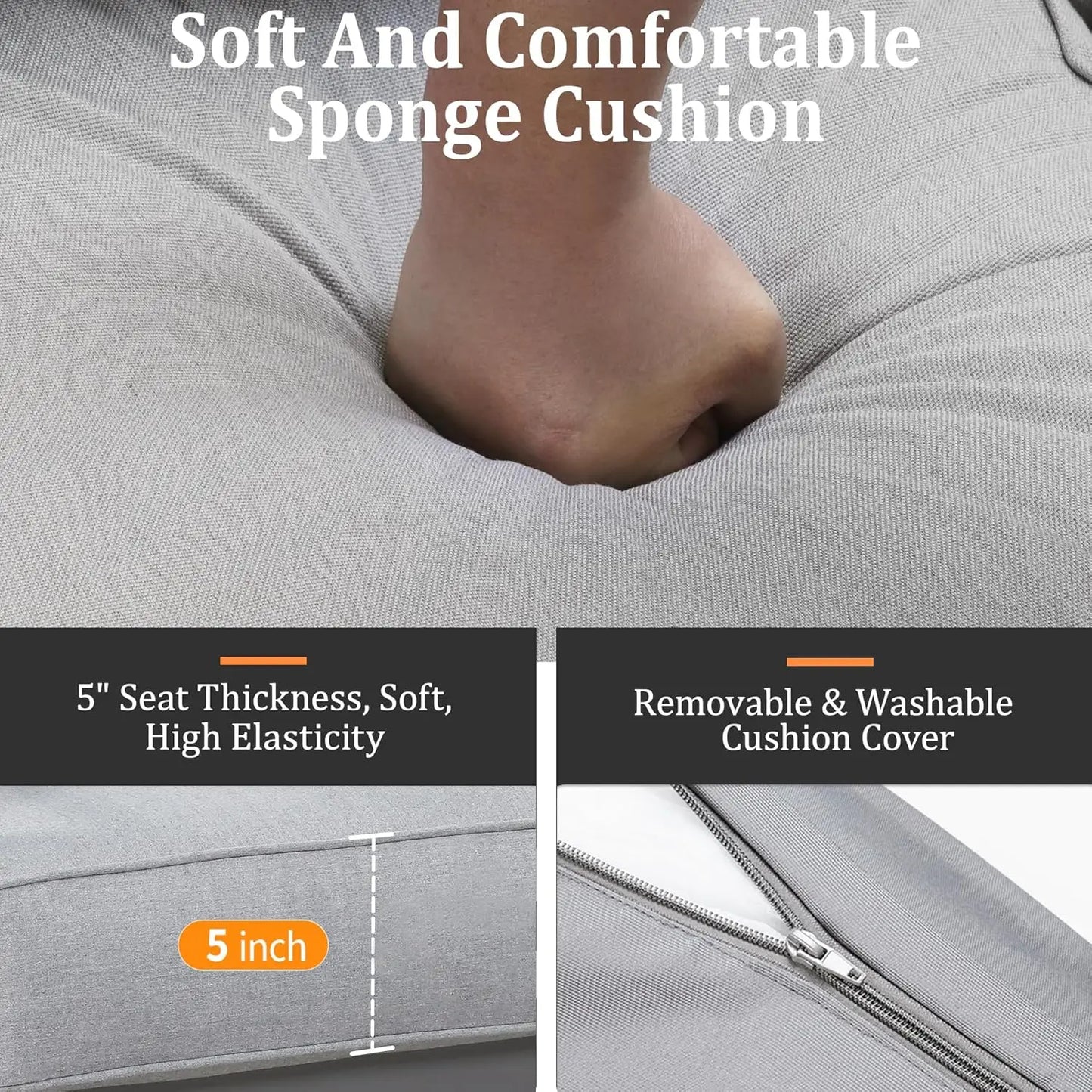 Aluminum Outdoor 2 Pcs Sofa Patio Couch AllWeather Metal Outdoor Couch with 5" Thick and Soft Cushion Deep Seating Patio Sofa fo