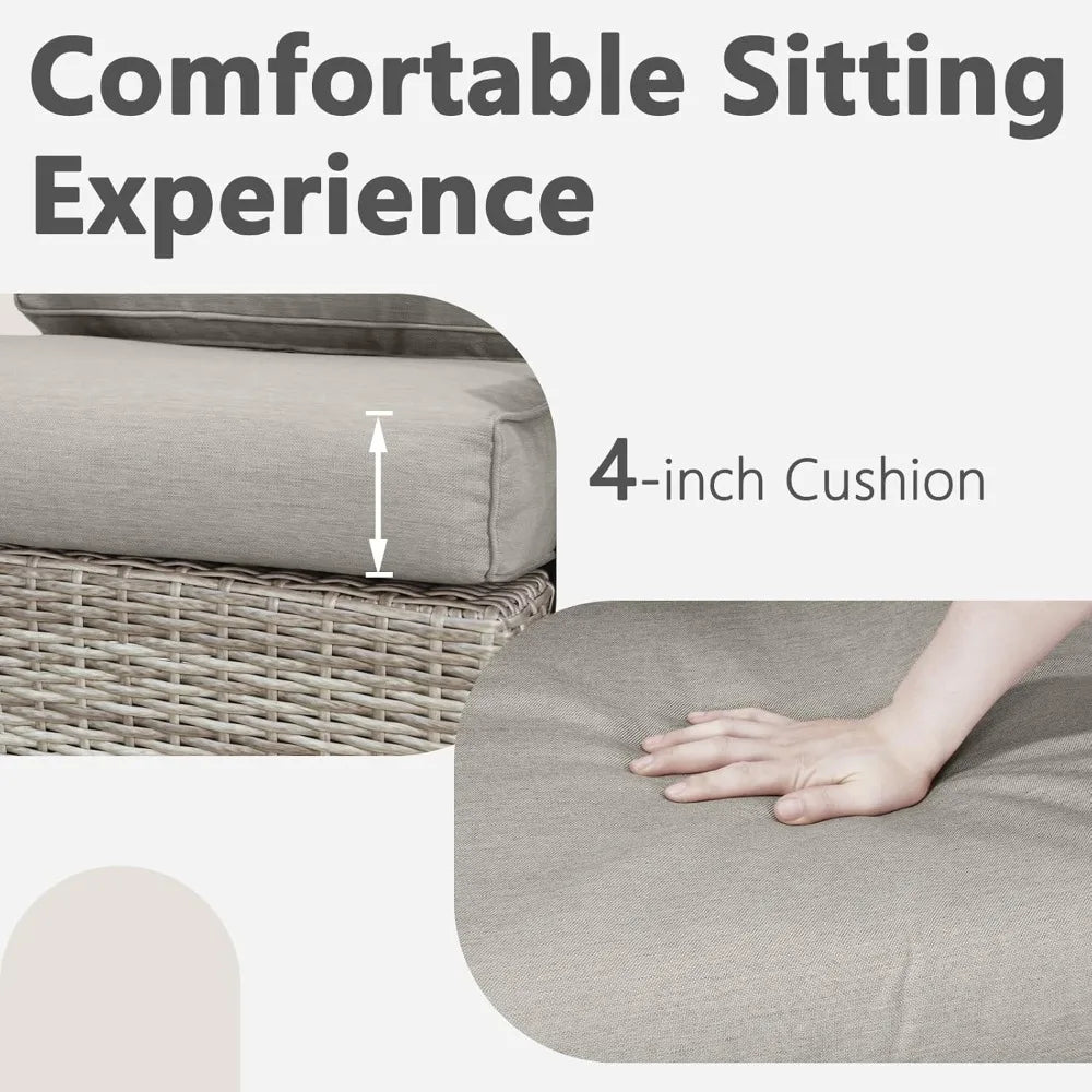 2 Pieces Oversized Outdoor 360° Swivel Rocker Patio Chairs Set, Swiveling Rocking Glider Chairs Set of 2, PE Wicker Rattan Outdo