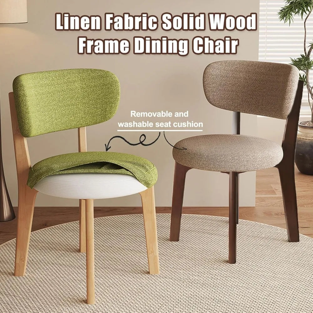 Wooden Dining Chairs Set of 2/4, Mid Century Modern Dining Chairs, Modern Fabric Thickening Upholstered Kitchen Side Chairs, Far