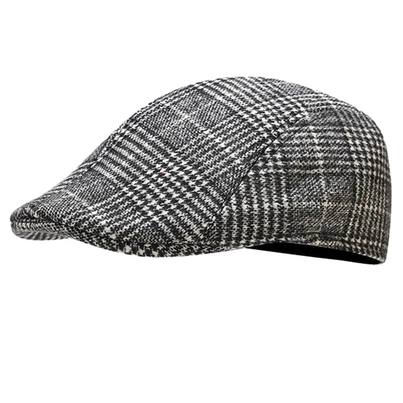 British Style  Autumn Winter Warm Gentleman Baseball Hat Berets Newsboy Painters Hat Plaid Wool Hat Unisex Cabbie Visor Flat Cap
