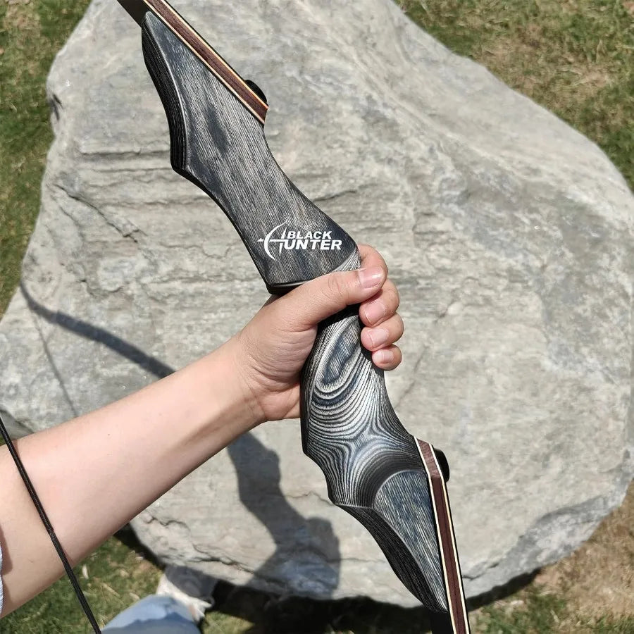 Obert Original Black Hunter Takedown Recurve Bow 60inch with Bamboo Core Limbs for Archery Hunting Target Practice Indoor Outdo