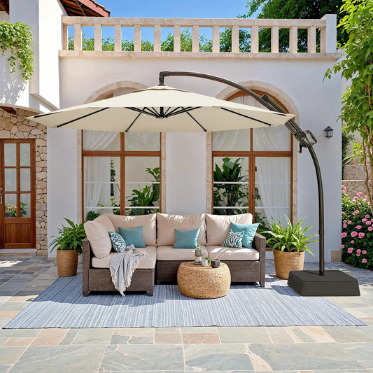 Outdoor Patio Umbrella with Base Includeds, 10 FT Patio Umbrella with Stands Wind and Weather, 240G/M2, UPF50+