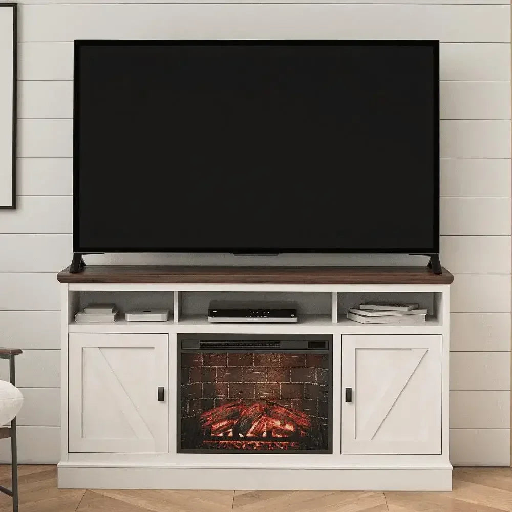 Ashton Lane TV Console Fireplace Heater Remote Control Freestanding LED Electric Oak Walnut 65" TVs 400sqft Organizing Gaming