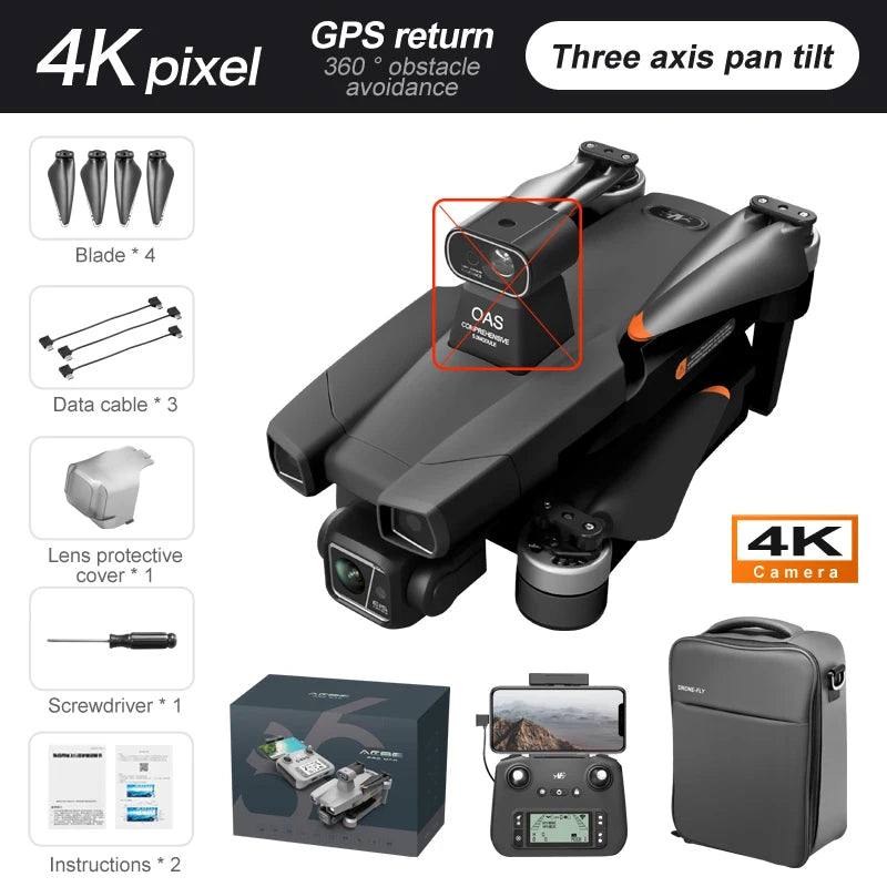 Professional AE86 Pro Max 4K Camera Mini Drone with camera drone Dual  Intelligent obstacle avoidance Brushless drone Toys