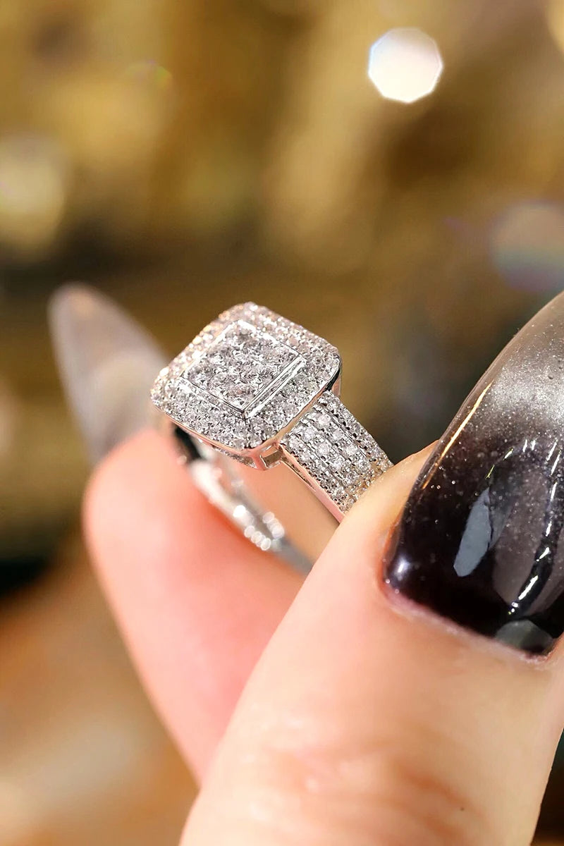 KUGG 100% 18K White Gold Rings Women 0.60carat Real Natural Diamond Engagement Ring Fashion Geometric Design High Party Jewelry