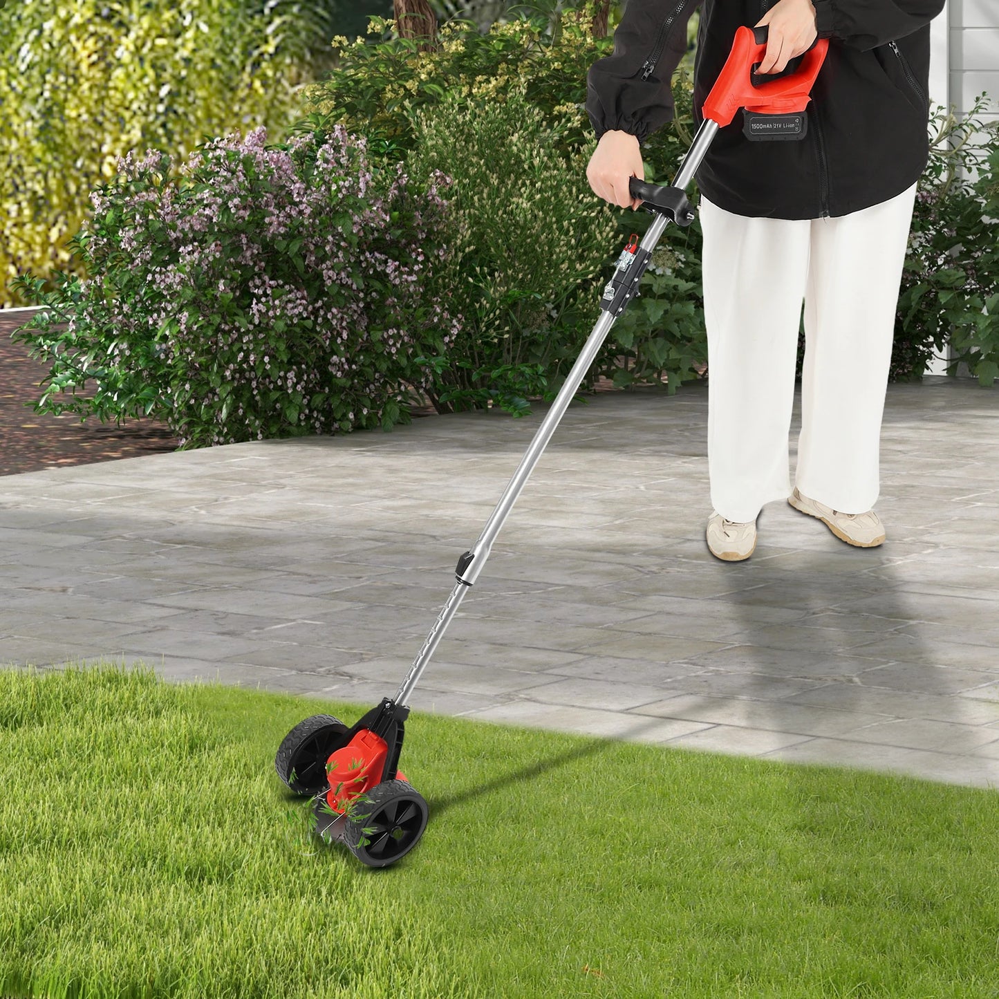 Cordless Weed Trimmer 21V Battery Powered Electric Lawn Mover Grass Cutting Machine Sweeper Care for Villa Home Garden Yard Tree