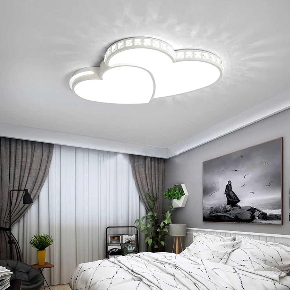 LED Chandelier Ceiling Light Heart Style Bedroom Crystal Hanging Lamp Fixture ceiling Lamp