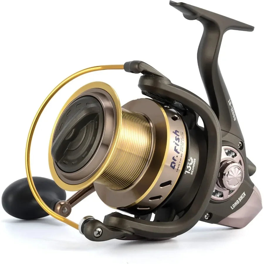Long Shot Spinning Reel 10000 12000 Saltwater Surf Fishing Reel for Heavy Duty Long Cast Offshore Trolling and Surf Casting 13+