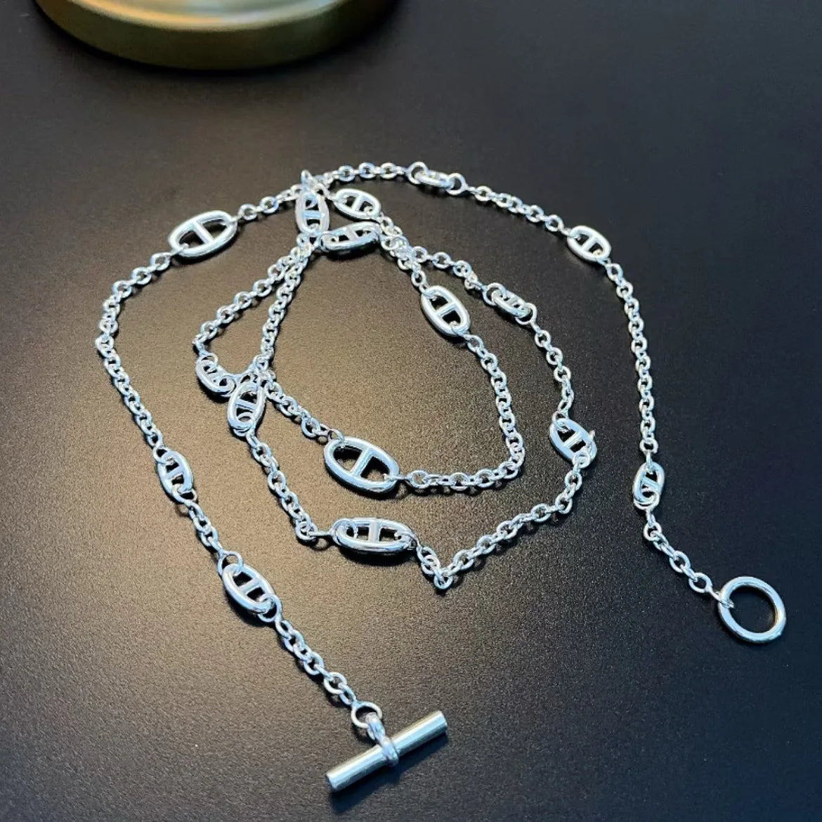 Fashionable Long Pig Nose Necklace Sweater Chain Non-fading Bag Shoulder Chain Summer Clothes Chain Jewelry O-Link Copper